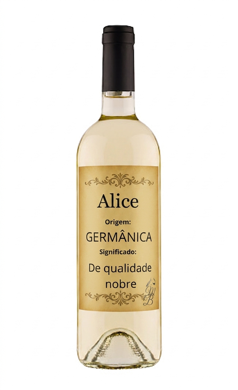 Vinho Personalizado com Nome Alice | Memórias que se Bebem